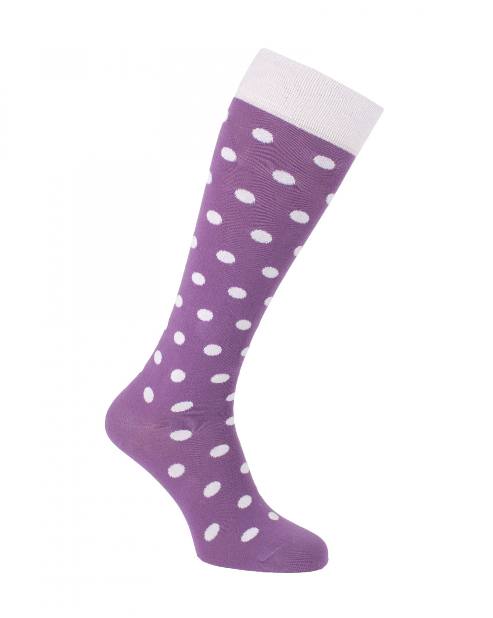 Chaussettes d'équitation à Pois mauve et blanc