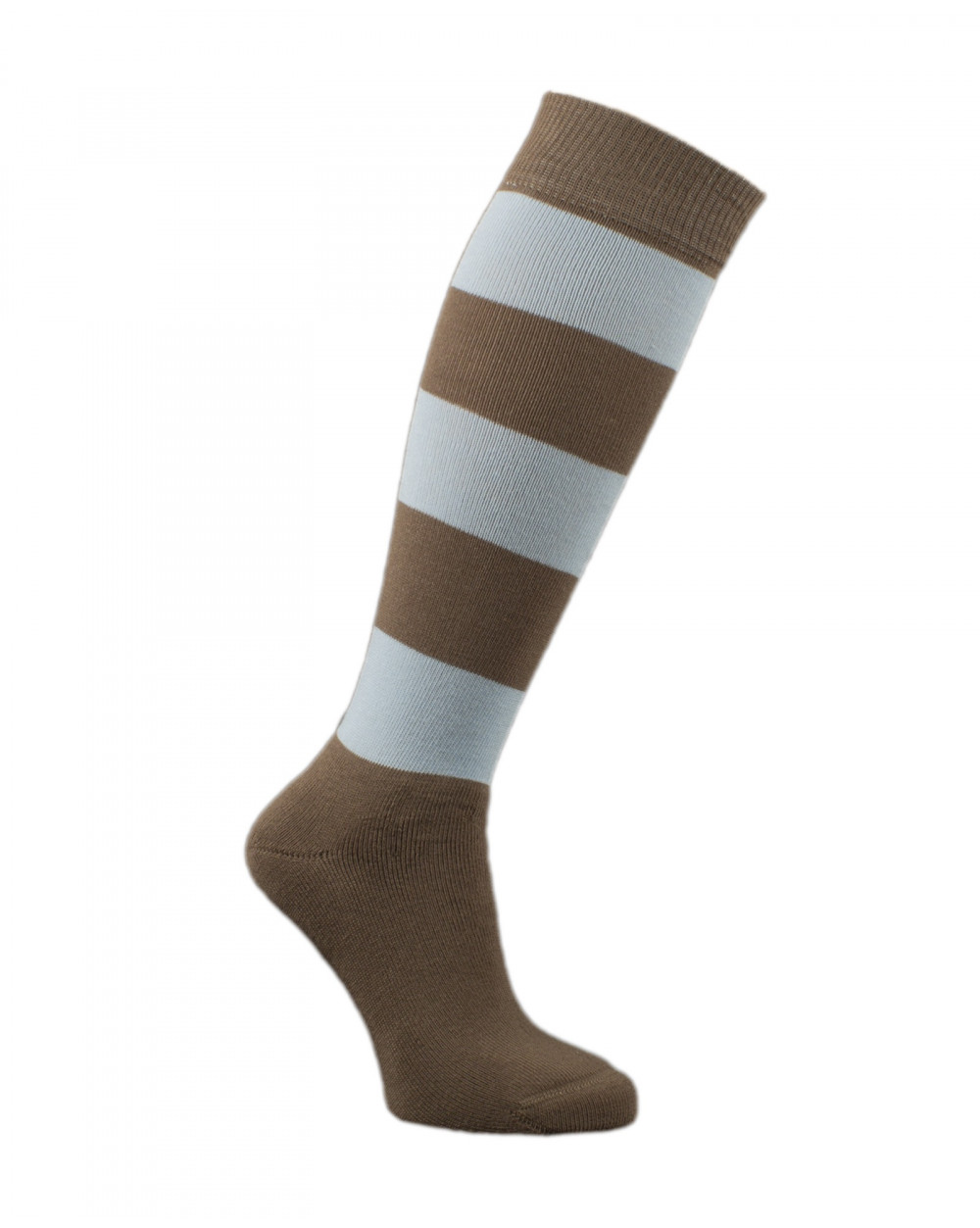 Chaussettes d'équitation molletonnées, chaudes pour l'hiver, à rayures brun caramel