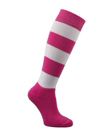 Chaussettes d'équitation molletonnées, chaudes pour l'hiver, à rayures rose fuschia