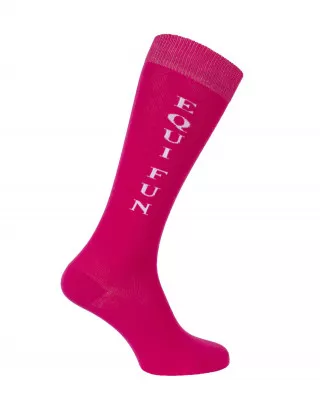 Chaussettes d'équitation Equifun en rose fuchsia et blanc