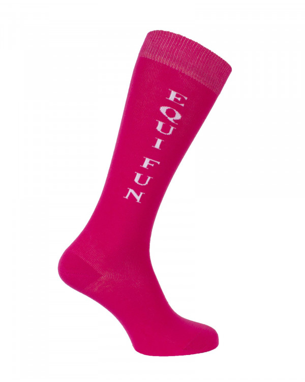 Chaussettes d'équitation Equifun en rose fuchsia et blanc