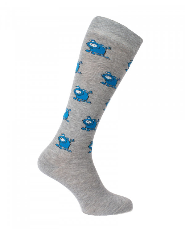 Chaussettes équitation Piggy cochons gris chiné et turquoise Chaussettes équitation Piggy cochons gris chiné et turquoise