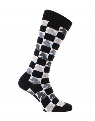 Chaussettes d'équitation Damiers noir et gris