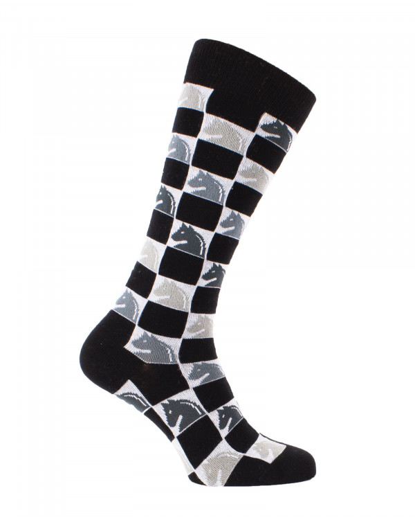 Chaussettes d'équitation Damiers noir et gris