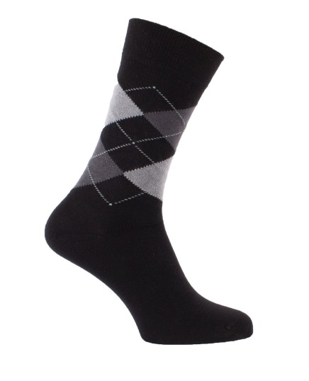 Chaussettes écossaises en bambou noir et gris