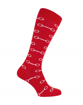 Chaussettes d'équitation Mordicus avec des mors en rouge et blanc