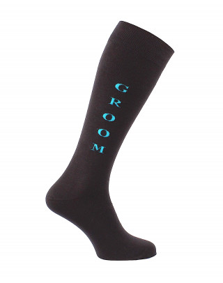 Chaussettes d'équitation Groom en noir et turquoise
