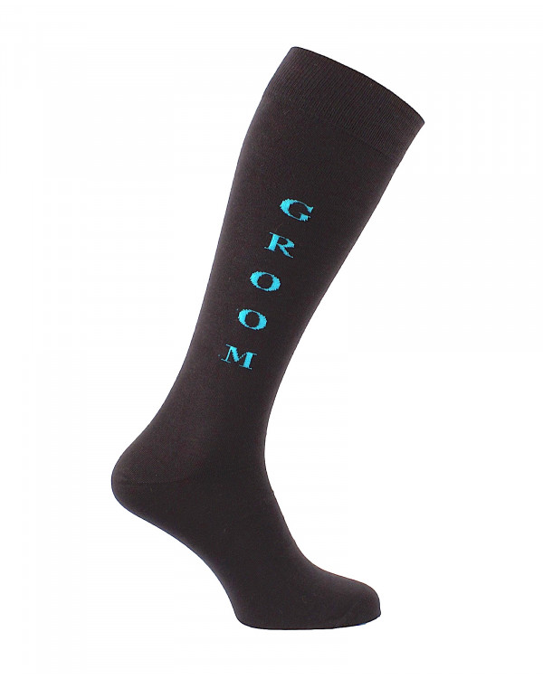 Chaussettes d'équitation Groom en noir et turquoise