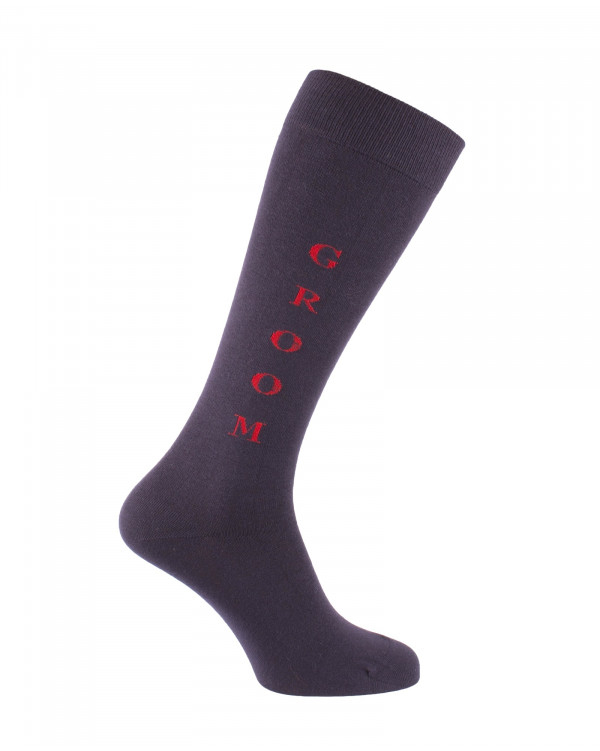 Chaussettes d'équitation Groom en marine et rouge