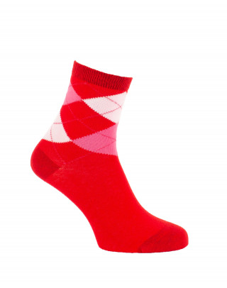 Chaussettes écossaises rouge fuchsia blanc