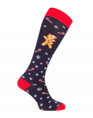 Chaussettes d'équitation Noël Poney de pain d'épices marine