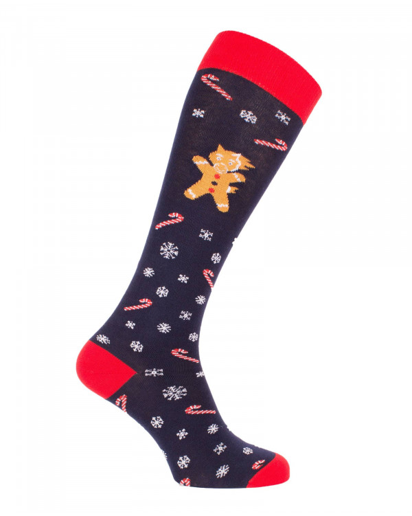 Chaussettes d'équitation Noël Poney de pain d'épices marine