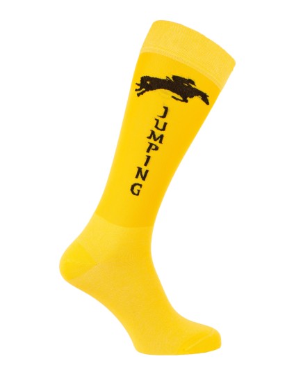 Chaussettes d'équitation fines pour bottes serrées Champion Jumping jaune noir