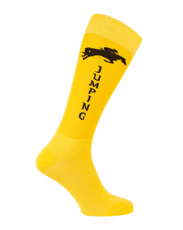 Chaussettes d'équitation fines pour bottes serrées Champion Jumping jaune noir