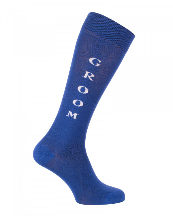 Chaussettes d'équitation Groom en bleu roi et blanc