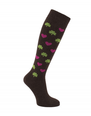 Chaussettes équitation Trèfles Coeur Marron