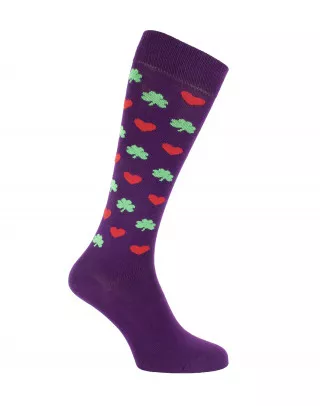 Chaussettes équitation Trèfles Coeur Violet