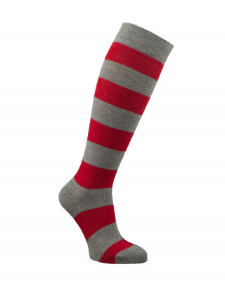 chaussettes équitation rayures larges gris chiné rouge