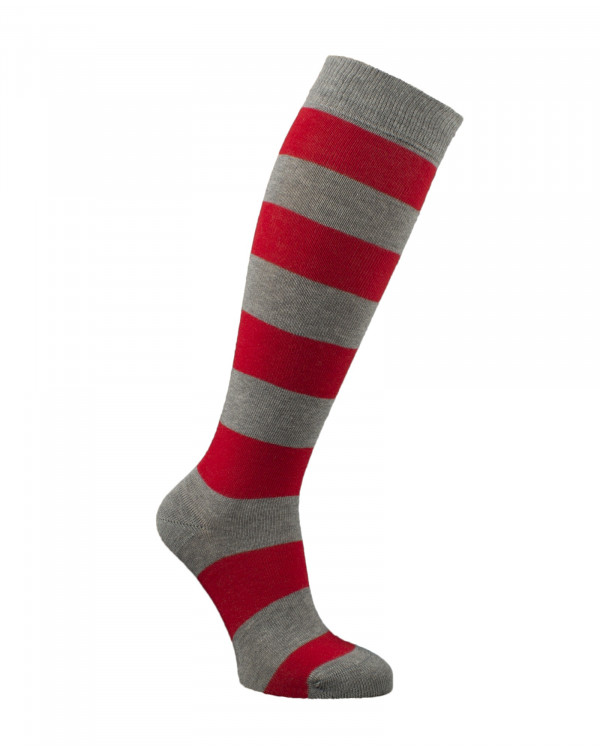chaussettes équitation rayures larges gris chiné rouge