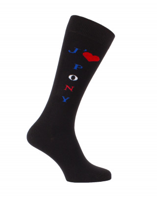 Chaussettes d'équitation J'aime Pony en noir et tricolore