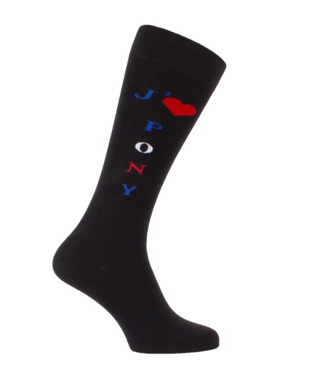 Chaussettes d'équitation J'aime Pony en noir et tricolore