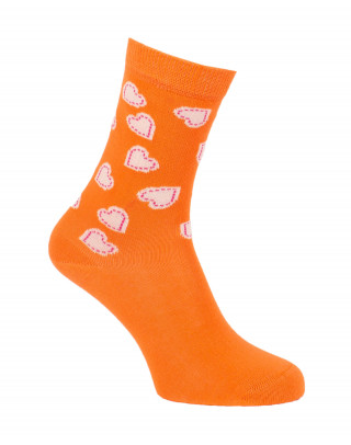 Chaussettes Petits Cœurs orange et rose pastel