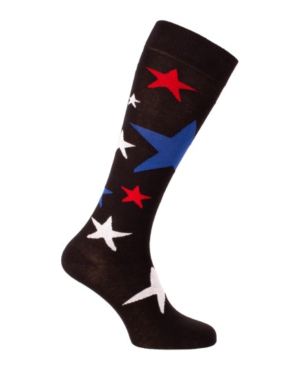 Chaussettes équitation étoiles noir bleu blanc rouge