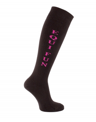 Chaussettes d'équitation Equifun noir et fuchsia