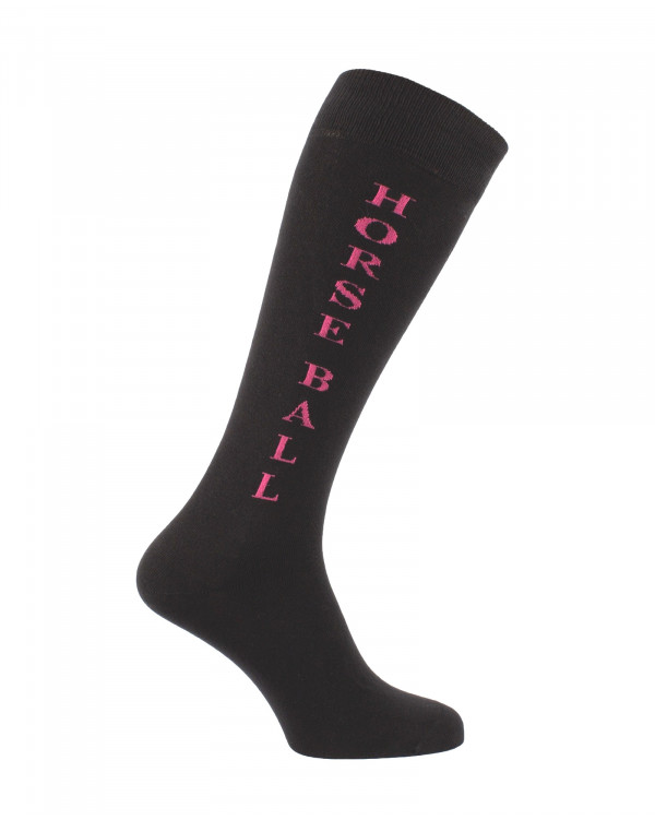 Chaussettes d'équitation Horse Ball en noir et fuschia
