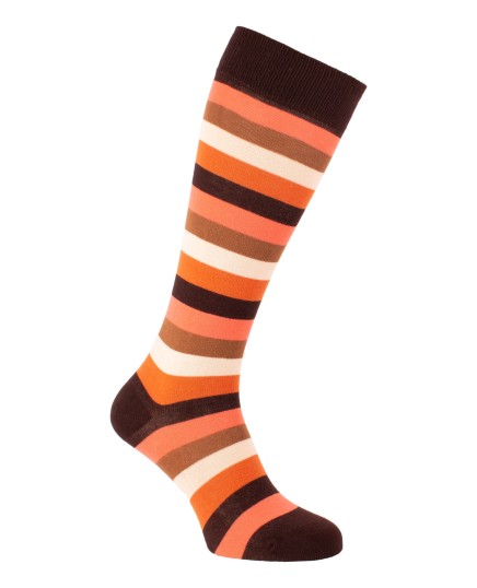 Chaussettes d'équitation rayées multicolores  brun saumon
