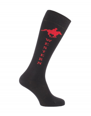 Chaussettes équitation Western noir et rouge