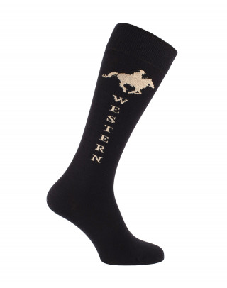 Chaussettes équitation Western noir et beige