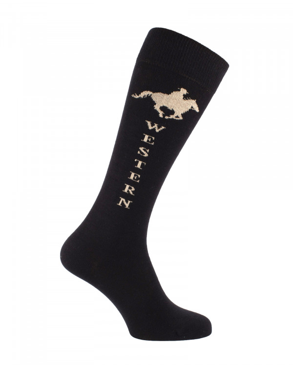 Chaussettes équitation Western noir et beige