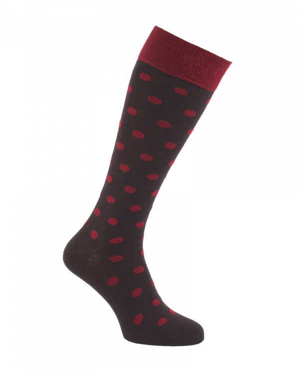 Chaussettes d'équitation à Pois noir et bordeaux