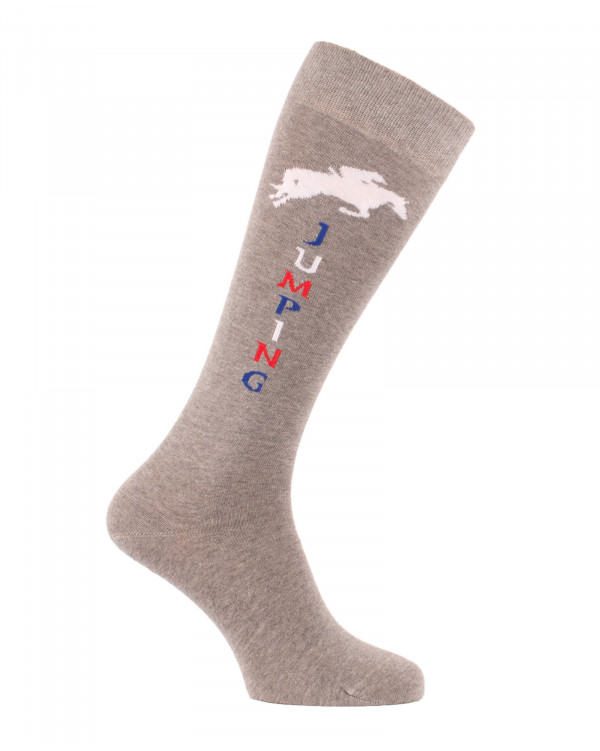 Chaussettes d'équitation Champion Jumping gris chiné foncé tricolore