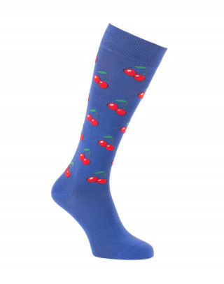 Chaussettes d'équitation Cerises bleu roi avec reflet