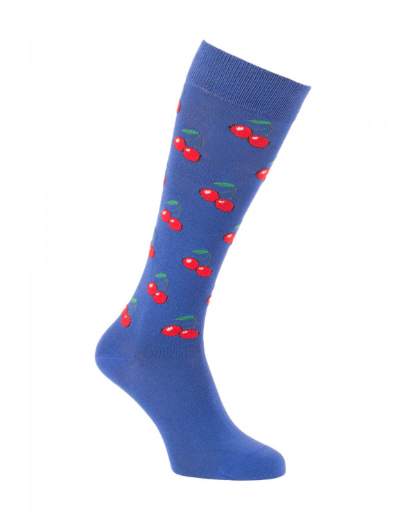 Chaussettes d'équitation Cerises bleu roi avec reflet