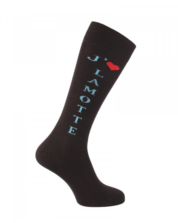 Chaussettes d'équitation J'aime lamotte en noir et turquoise