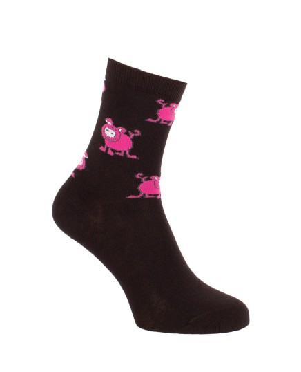 Chaussettes cochons Piggy noir et rose