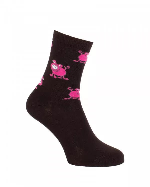 Chaussettes cochons Piggy noir et rose