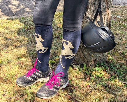 Chaussettes équitation cheval mustang marine beige
