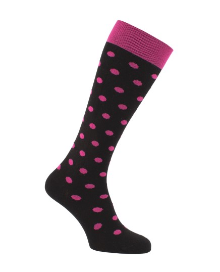 Chaussettes d'équitation à Pois noir et fushia