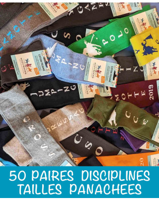Lotto 50 paia di calze da equitazione con discipline - fine delle collezioni - taglie...