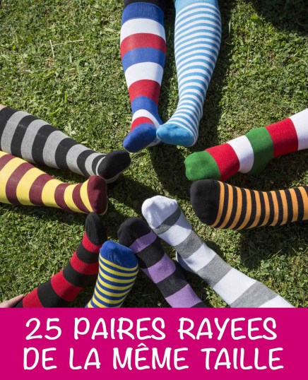 Lot de 25 paires de chaussettes équitation rayées
