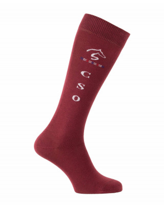 Chaussettes d'équitation CSOxer bordeaux