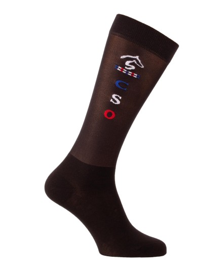 Chaussette cheval fines en nylon noir et bleu blanc rouge