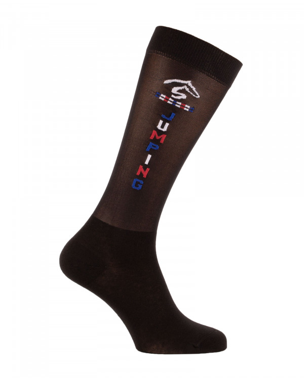 Chaussettes équitation fines Jumping Jump'Oxer noir et tricolore