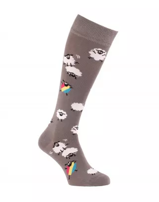 Chaussettes cavalier mouton gris foncé profil