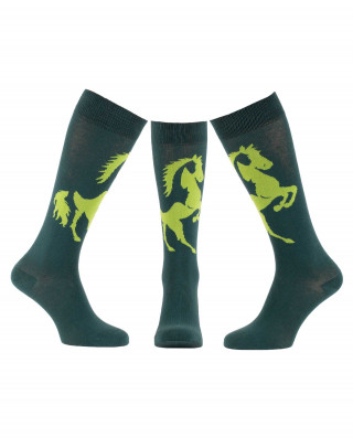 Chaussettes équitation cheval mustang bleu canard vert pomme