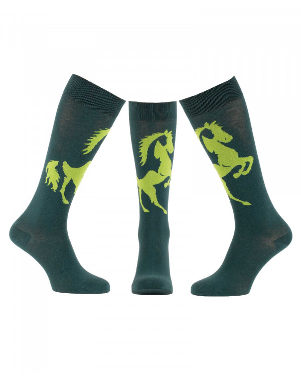 Chaussettes équitation cheval mustang bleu canard vert pomme